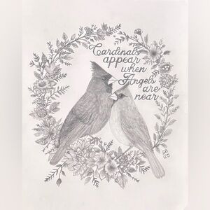 Charming Graphite Cardinal Illustration Art Print